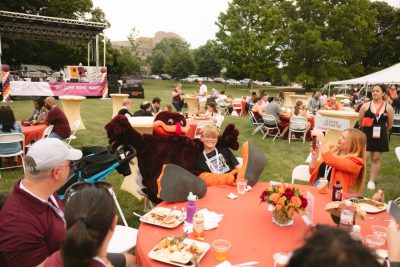 Hokies gather on the drillfield for food, music, and fun