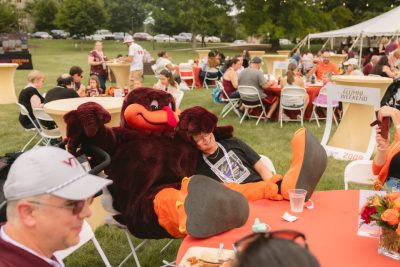 Hokies gather on the drillfield for food, music, and fun