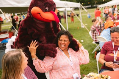 Hokies gather on the drillfield for food, music, and fun