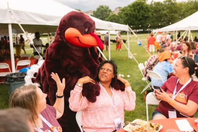 Hokies gather on the drillfield for food, music, and fun