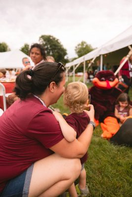 Hokies gather on the drillfield for food, music, and fun