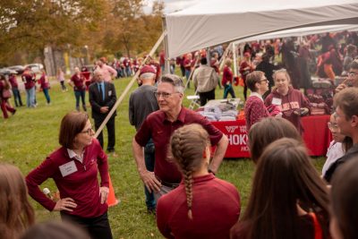 President Tim Sands and Stamp Scholars, Alumni Tailgate Hoco 2023