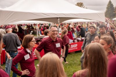 President Tim Sands and Stamp Scholars, Alumni Tailgate Hoco 2023