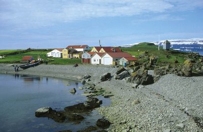 Small houses along a coast in Iceland